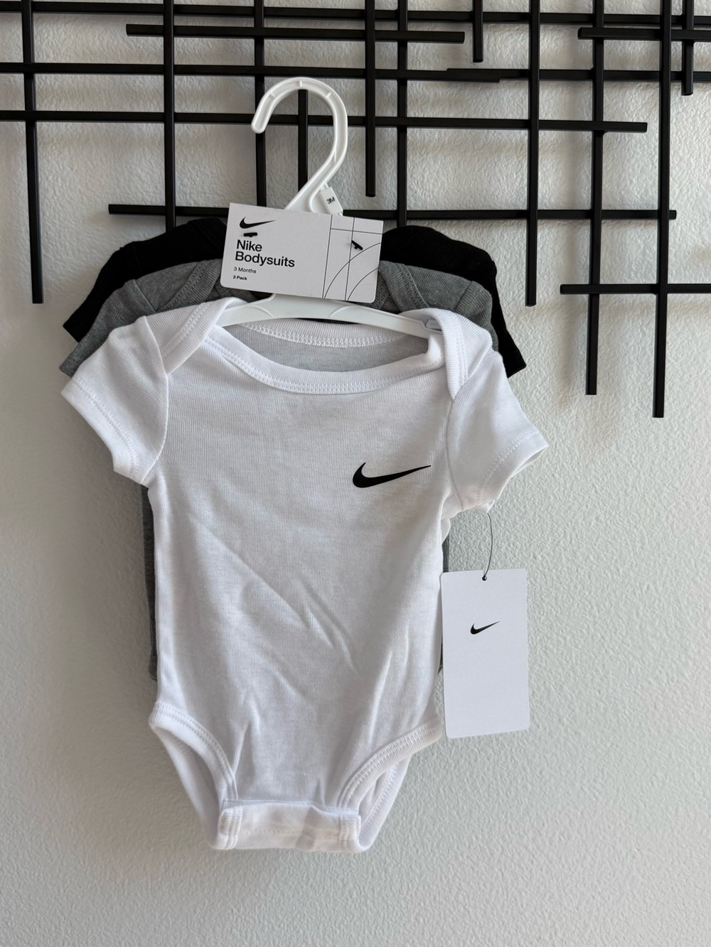 Nike Baby 3-Pack Bodysuits 3 Months Black White Gray NWT